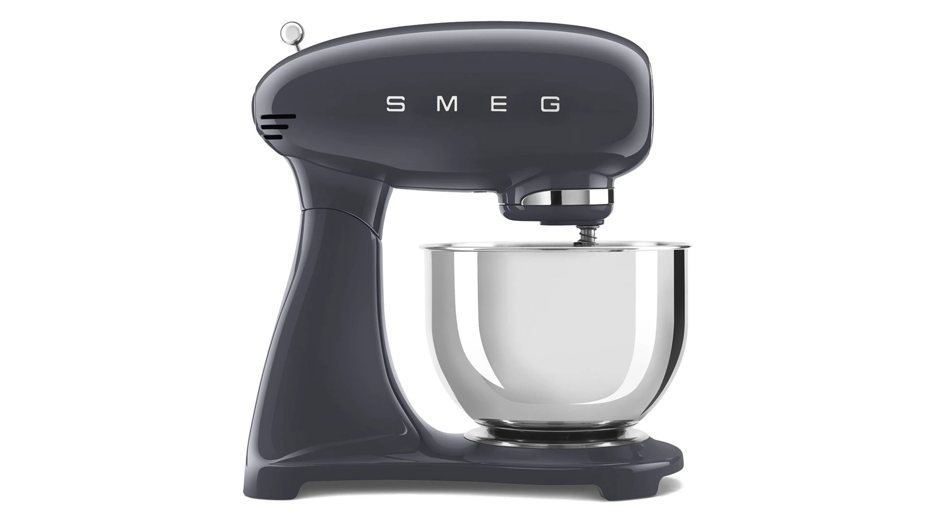 Миксер планетарный SMEG SMF03GREU, 800 Вт, чаша стальная 4,8л, 3 насадки, алюминий литой, серый