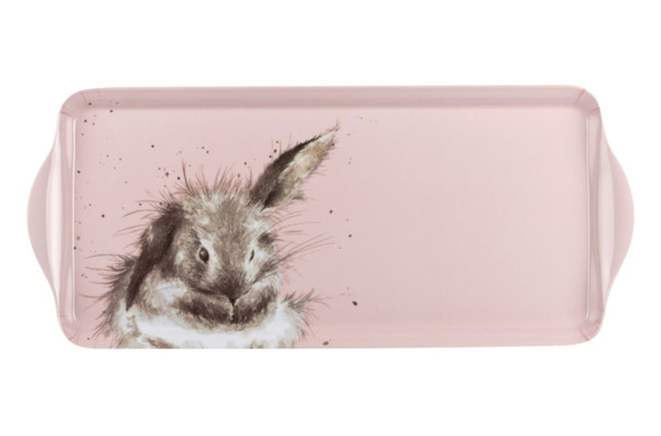 Поднос прямоугольный с ручками Pimpernel Забавная фауна Пушистый кролик 38,5х16,5 см
