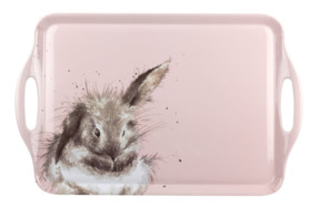 Поднос прямоугольный с ручками Pimpernel Забавная фауна Пушистый кролик 48х30 см