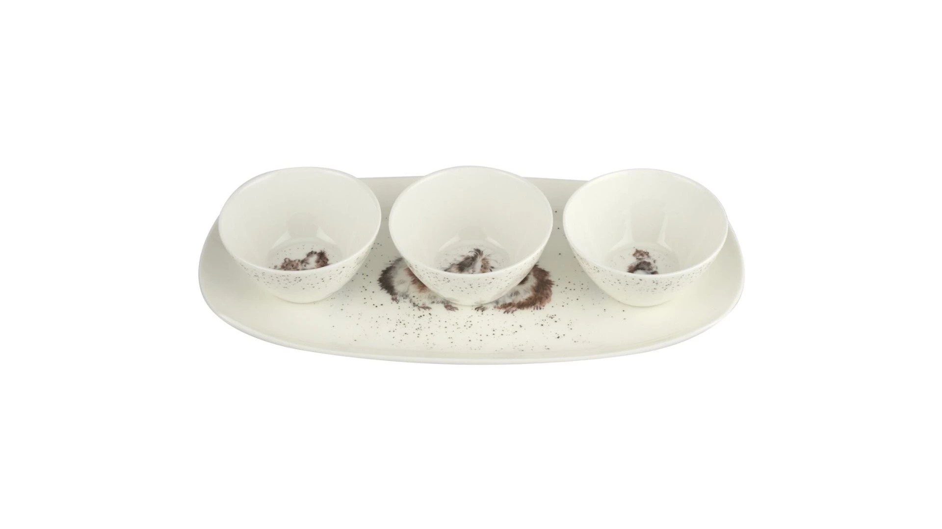 Набор из 3 салатников на подносе Royal Worcester Забавная фауна Морские свинки, 30x15 см