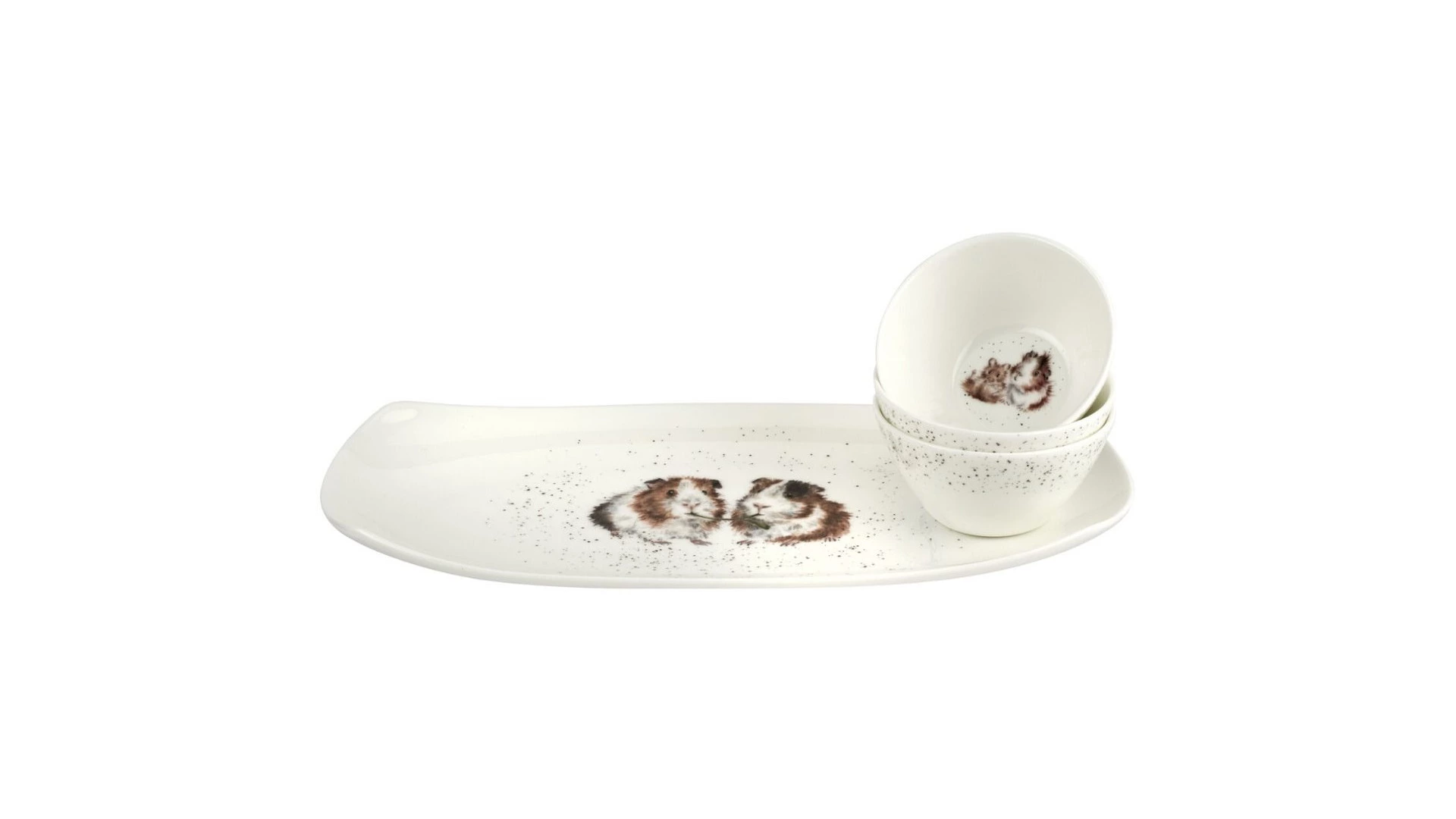 Набор из 3 салатников на подносе Royal Worcester Забавная фауна Морские свинки, 30x15 см