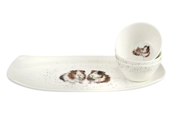 Набор из 3 салатников на подносе Royal Worcester Забавная фауна Морские свинки, 30x15 см