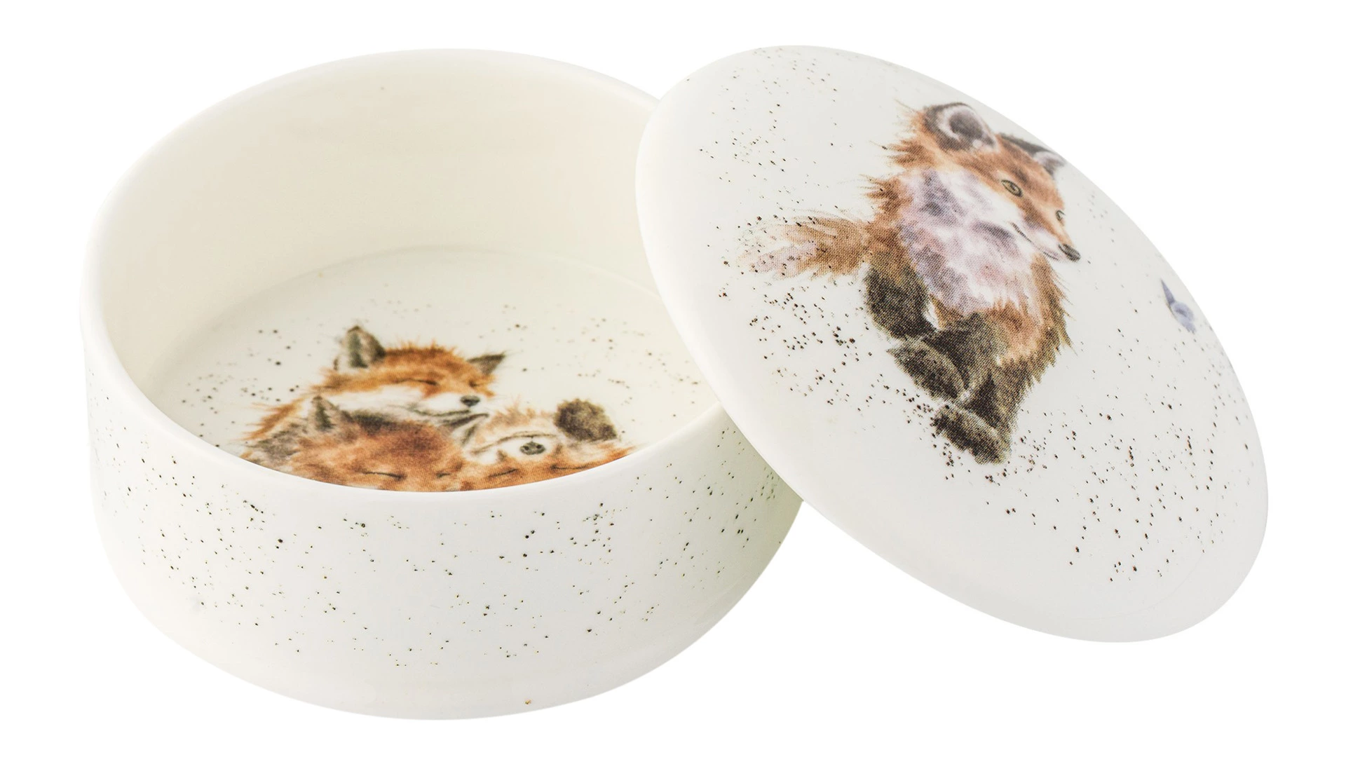 Мелочница с крышкой Royal Worcester Забавная фауна Лис 8,5 см, фарфор костяной
