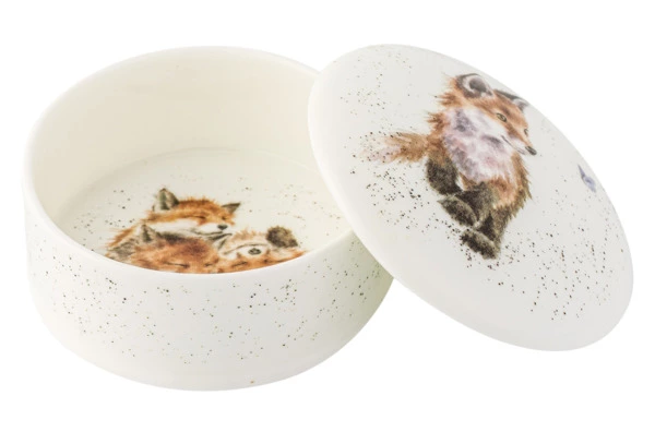 Мелочница с крышкой Royal Worcester Забавная фауна Лис 8,5 см, фарфор костяной