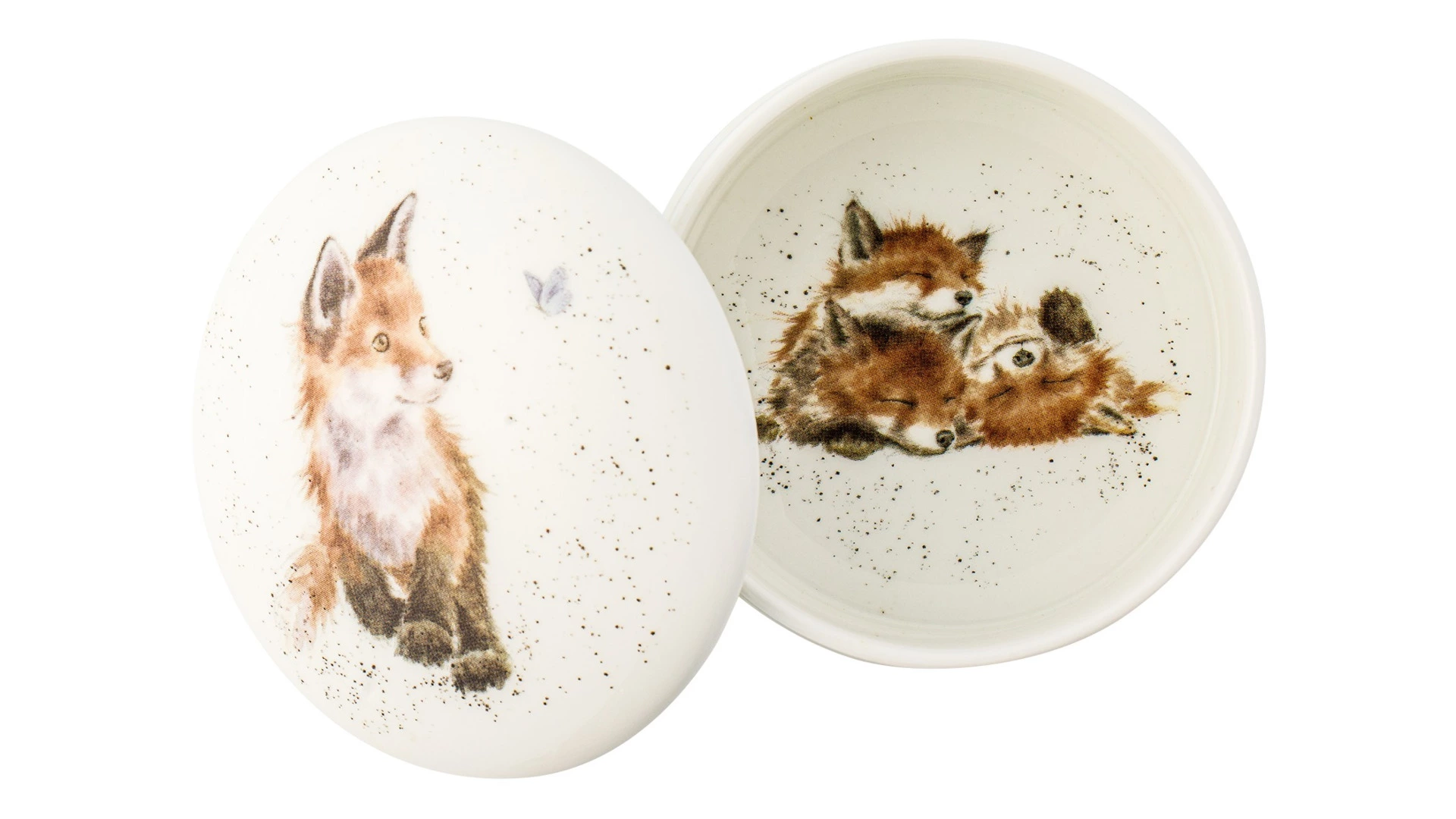 Мелочница с крышкой Royal Worcester Забавная фауна Лис 8,5 см, фарфор костяной