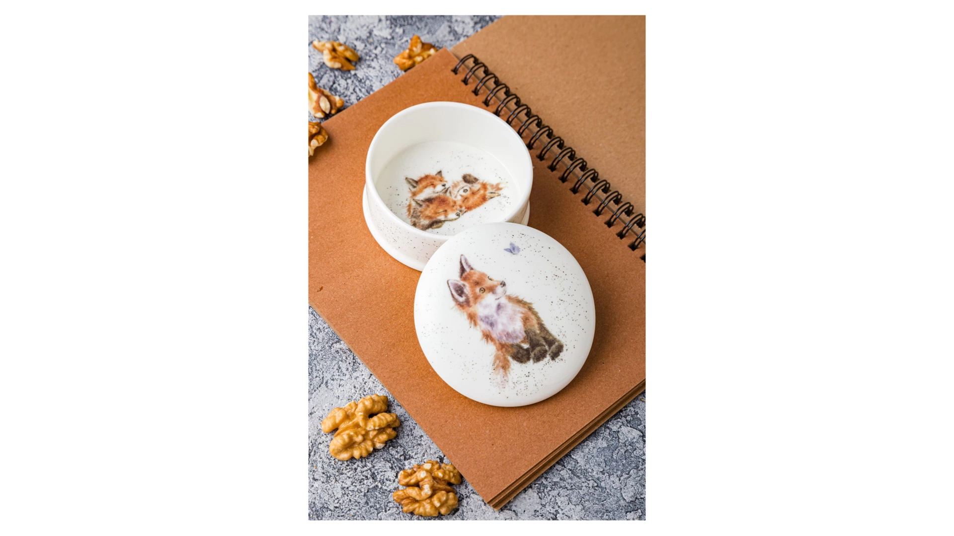 Мелочница с крышкой Royal Worcester Забавная фауна Лис 8,5 см, фарфор костяной