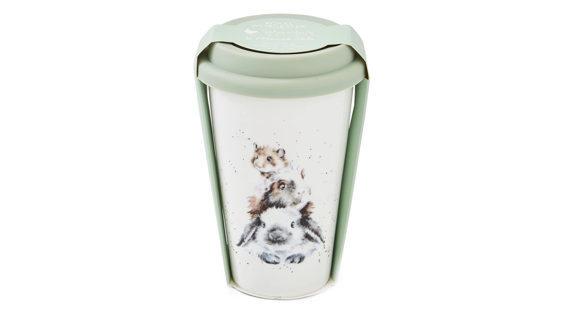 Кружка с силиконовой крышкой Royal Worcester Забавная фауна Свинка посередке 310 мл, кролик,морская