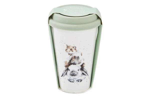 Кружка с силиконовой крышкой Royal Worcester Забавная фауна Свинка посередке 310 мл, кролик,морская