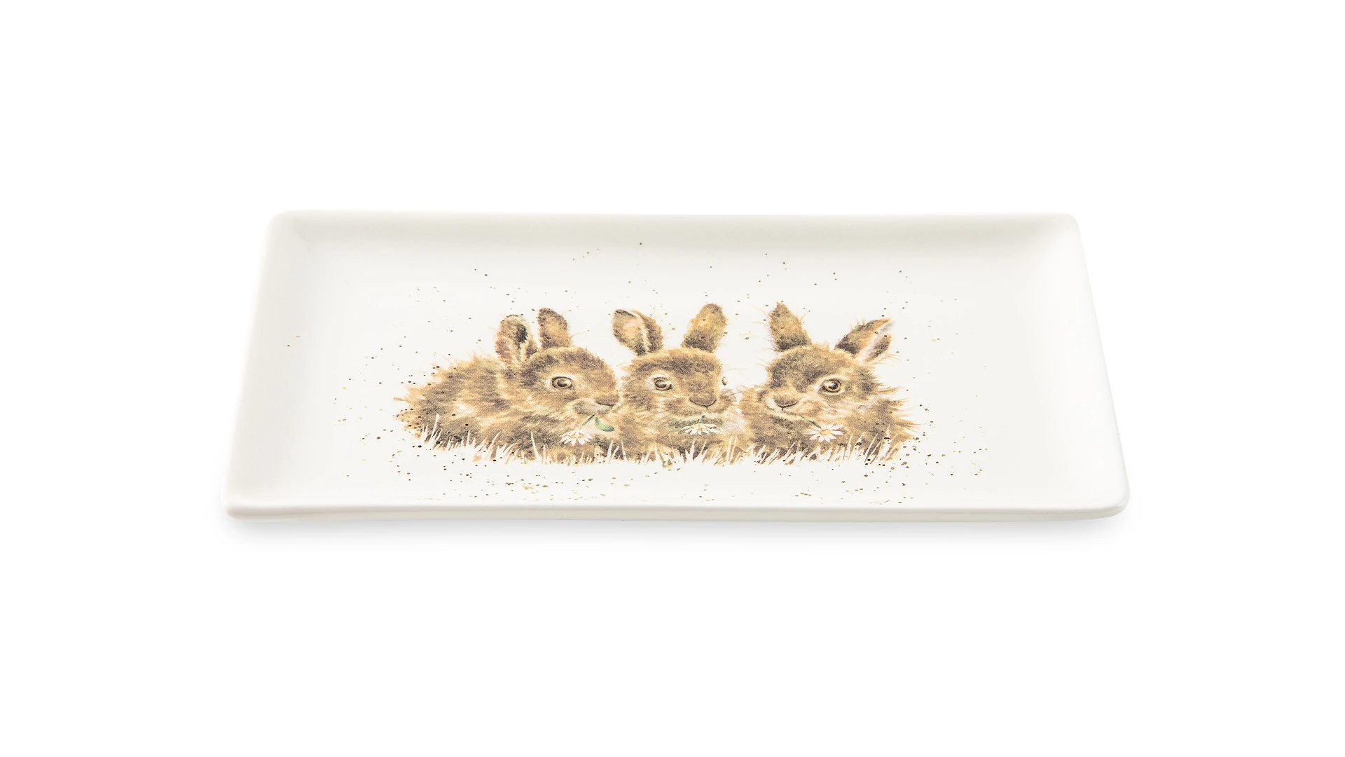 Блюдо сервировочное прямоугольное Royal Worcester Забавная фауна Крольчата 20х8 см, фарфор костяной