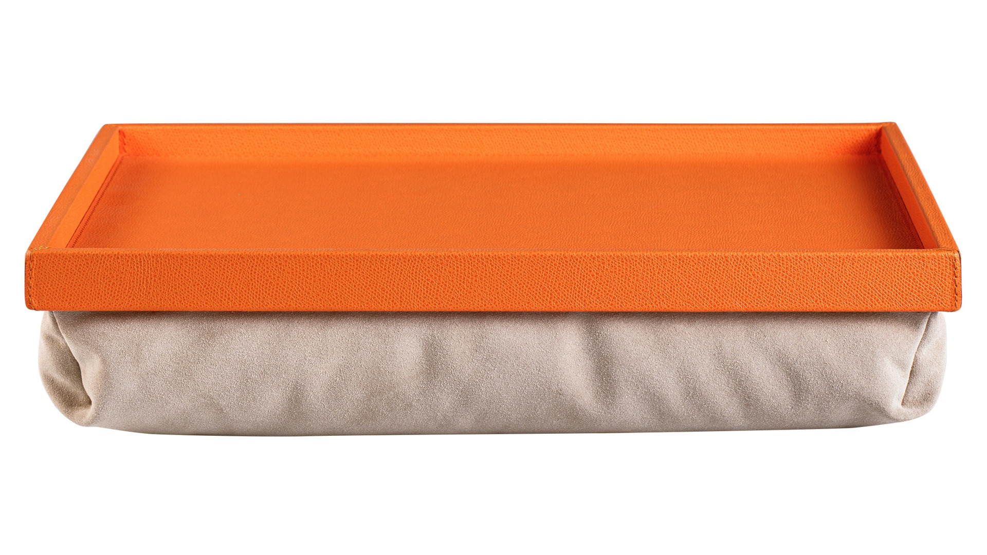 Поднос GioBagnara Тедди 44,5x34,5 см, оранжевый, замша, айвори