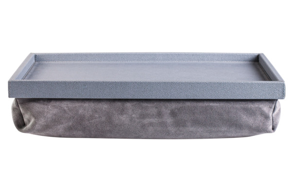 Поднос c мягкой подставкой Giobagnara Тедди 44,5х34,5 см, серо-голубой, замша графитовый