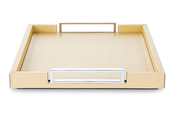Поднос прямоугольный с ручками Giobagnara Виктор 44,5х34,5см, золотистый