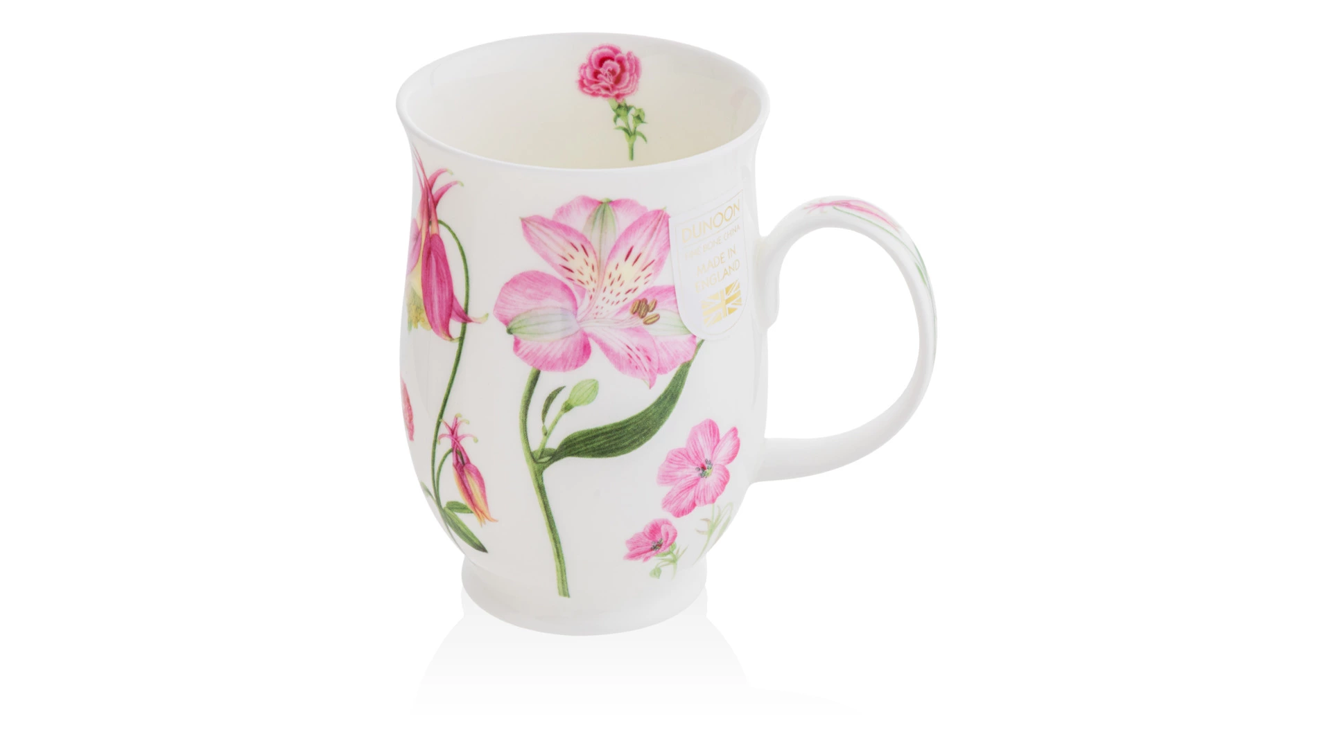 Кружка Dunoon Розовые цветы Саффолк 310 мл, фарфор костяной