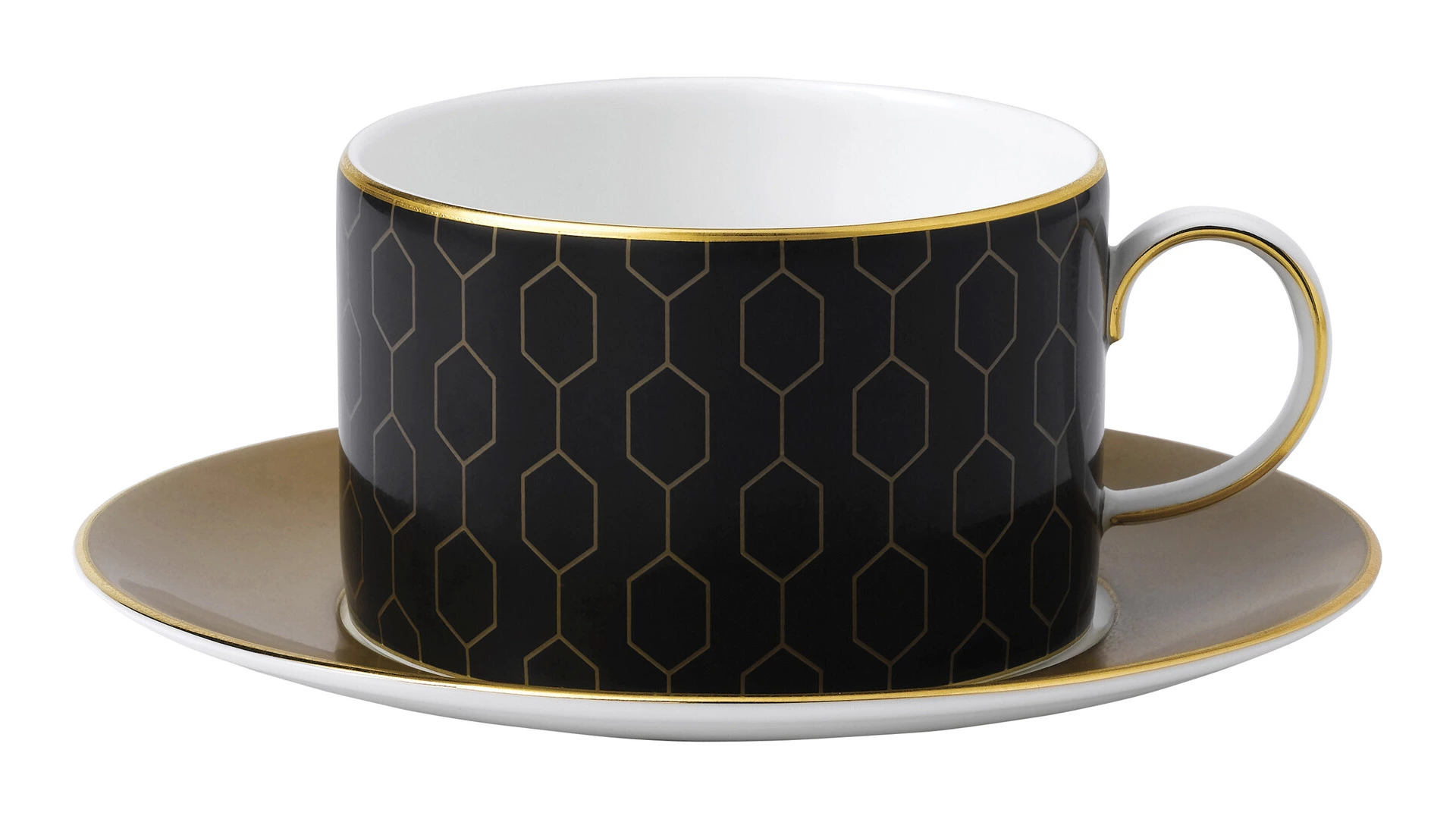 Чашка чайная с блюдцем Wedgwood Джио Голд 220 мл, фарфор