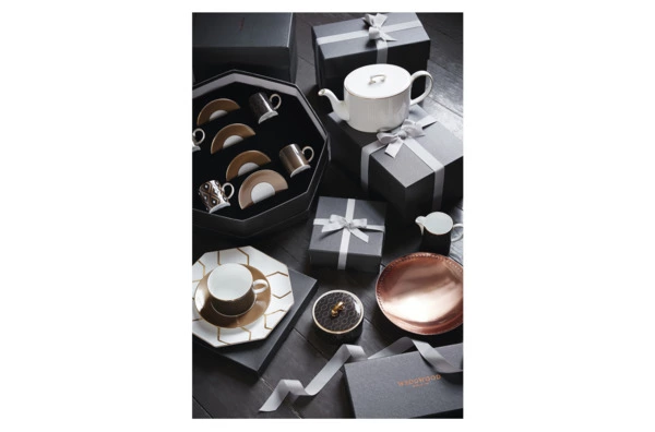 Чашка чайная с блюдцем Wedgwood Джио Голд 220 мл, фарфор