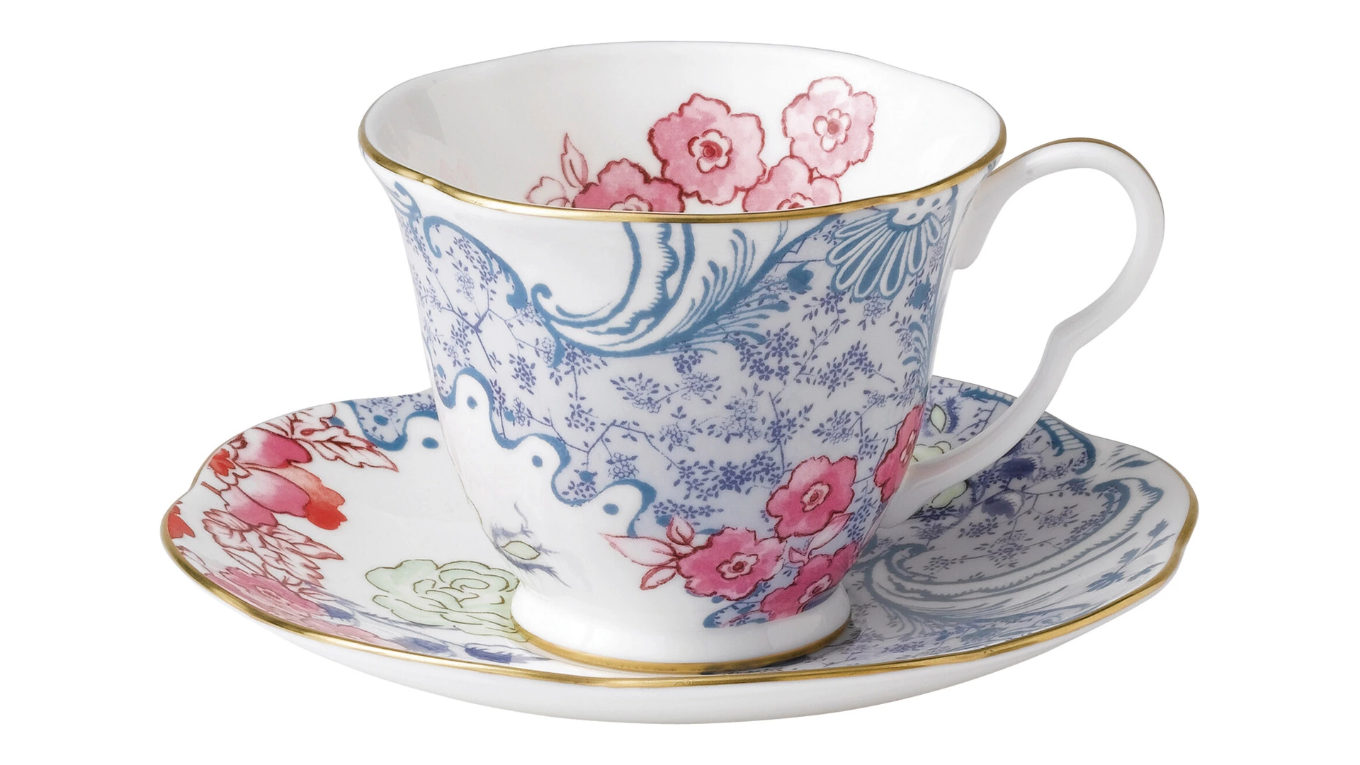 Чашка чайная с блюдцем Wedgwood Бабочки и цветы 250 мл, фарфор