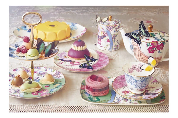 Чашка чайная с блюдцем Wedgwood Бабочки и цветы 250 мл, фарфор