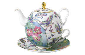 Набор чайник и чашка с блюдцем Wedgwood Бабочки и цветы 580 мл, фарфор