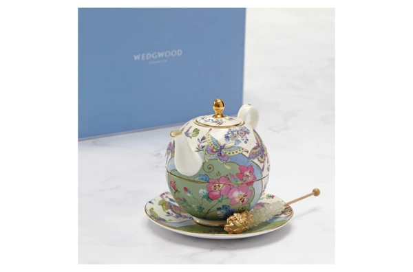 Набор чайник и чашка с блюдцем Wedgwood Бабочки и цветы 580 мл, фарфор