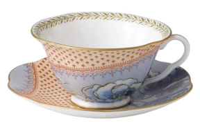 Чашка чайная с блюдцем Wedgwood Бабочки и цветы Пионы 240 мл, фарфор