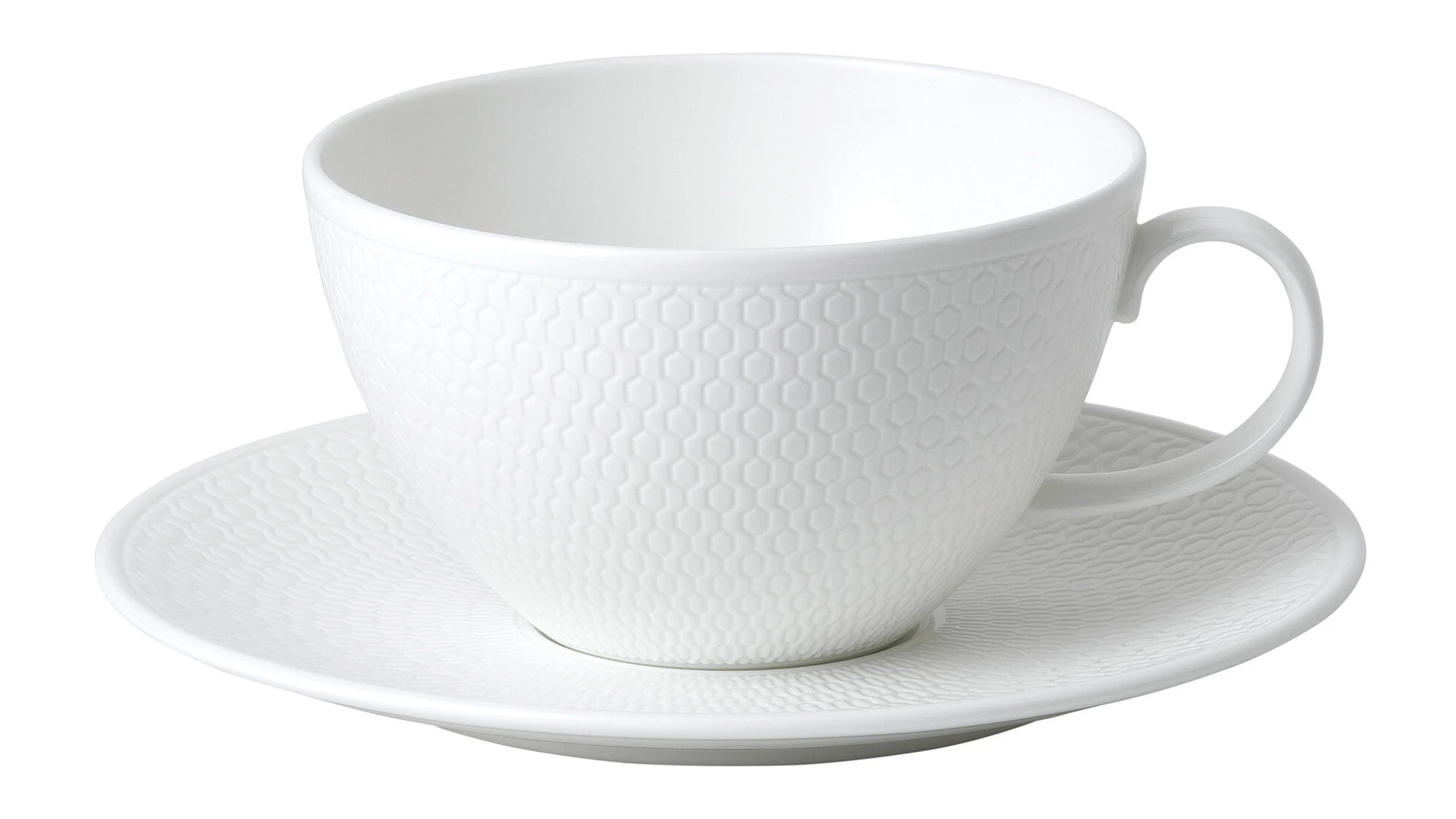 Чашка для завтрака с блюдцем Wedgwood Джио 340 мл, фарфор костяной