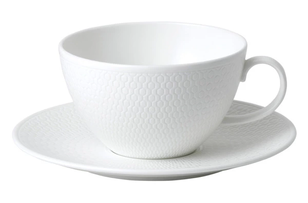 Чашка для завтрака с блюдцем Wedgwood Джио 340 мл, фарфор костяной