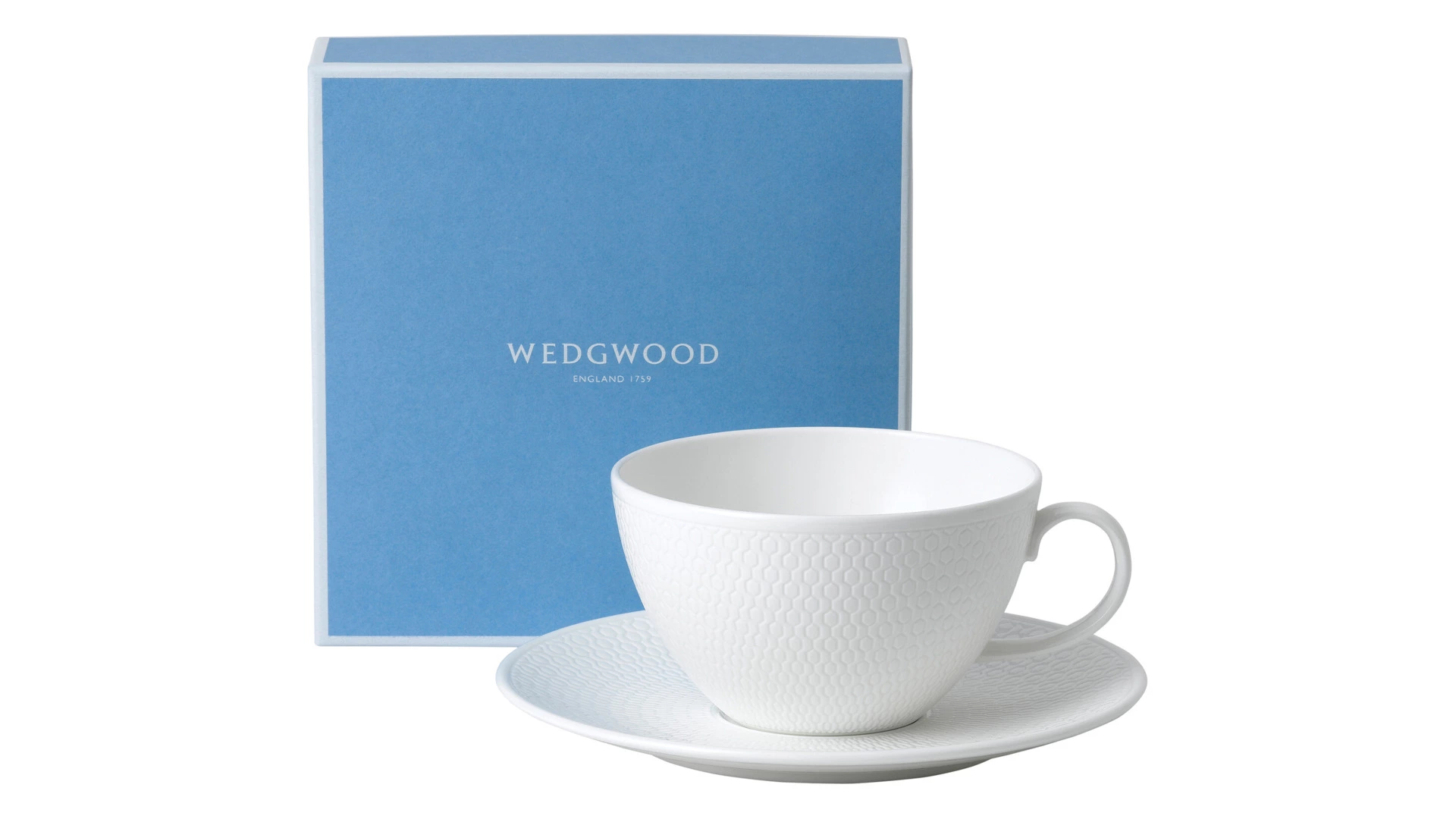 Чашка для завтрака с блюдцем Wedgwood Джио 340 мл, фарфор костяной