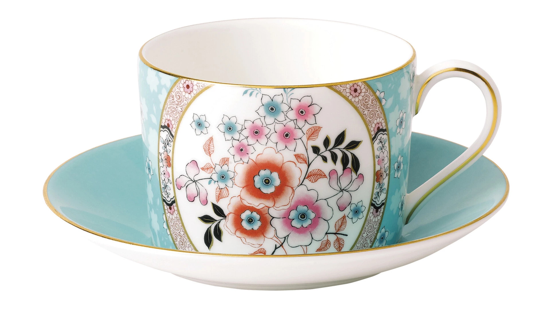 Чашка чайная с блюдцем Wedgwood Вандерласт Камелия 150 мл, фарфор
