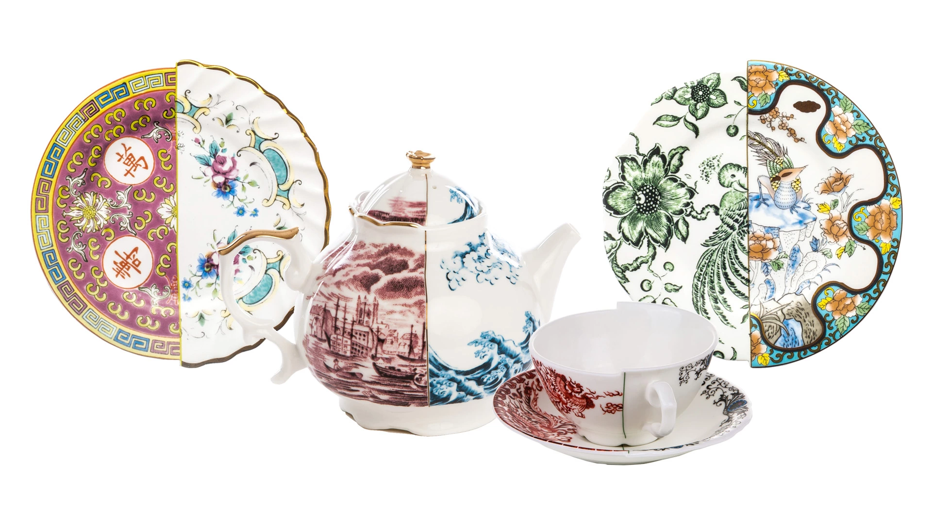 Сервиз чайный Тет-а-тет Seletti Гибрид на 2 персоны 7 предметов, фарфор