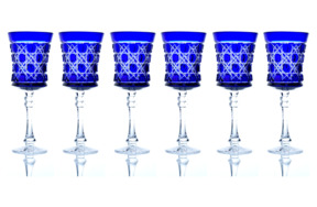 Набор бокалов для шампанского ГХЗ Шведка 250 мл, 6 шт, хрусталь, синий