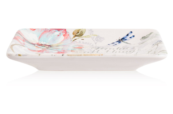 Тарелка пирожковая Certified Int. Весенний Букет. Розово-голубой цветок 15 см, керамика
