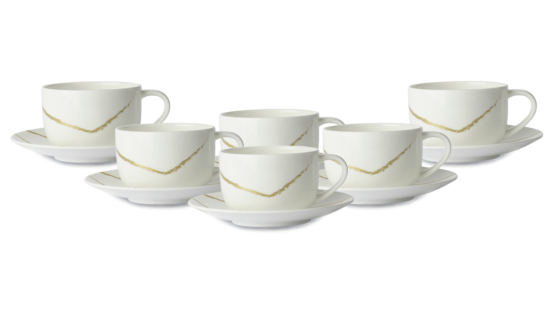 Набор чашек чайных с блюдцем Royal Crown Derby Эскиз Белый 350 мл, 6 шт, фарфор