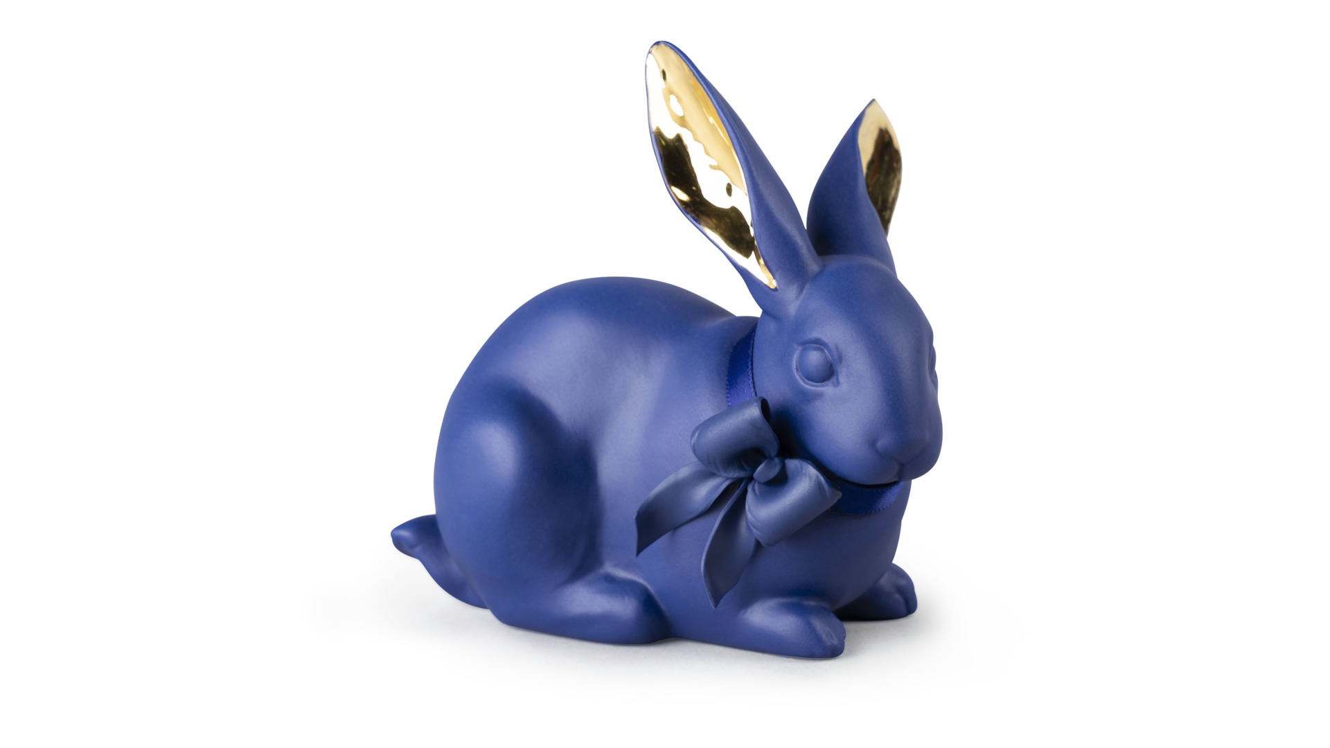 Фигурка Lladro Внимательный кролик, сине-золотой 12x11 см, фарфор