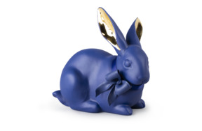 Фигурка Lladro Внимательный кролик, сине-золотой 12x11 см, фарфор