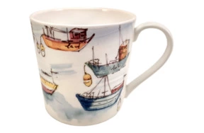 Кружка Just Mugs Морские пейзажи Лодки 400мл, фарфор костяной