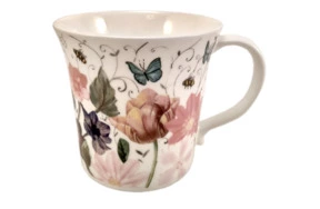 Кружка Just Mugs Цветочки и бабочки 400мл, фарфор костяной
