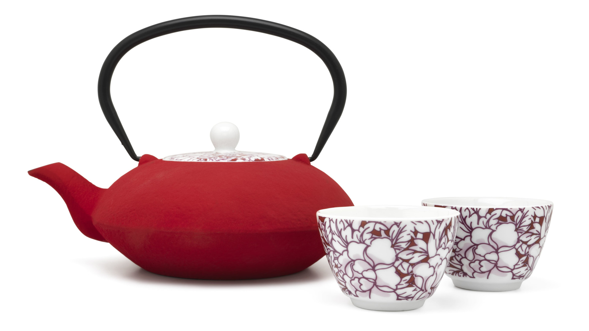 Чайник заварочный Bredemeijer Yantai 1,2 л, с фильтром, чугун, с фарфоровой крышкой, красный