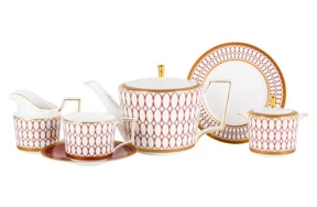 Сервиз чайный Wedgwood Ренессанс 6 персон 21 предмет, фарфор, красный