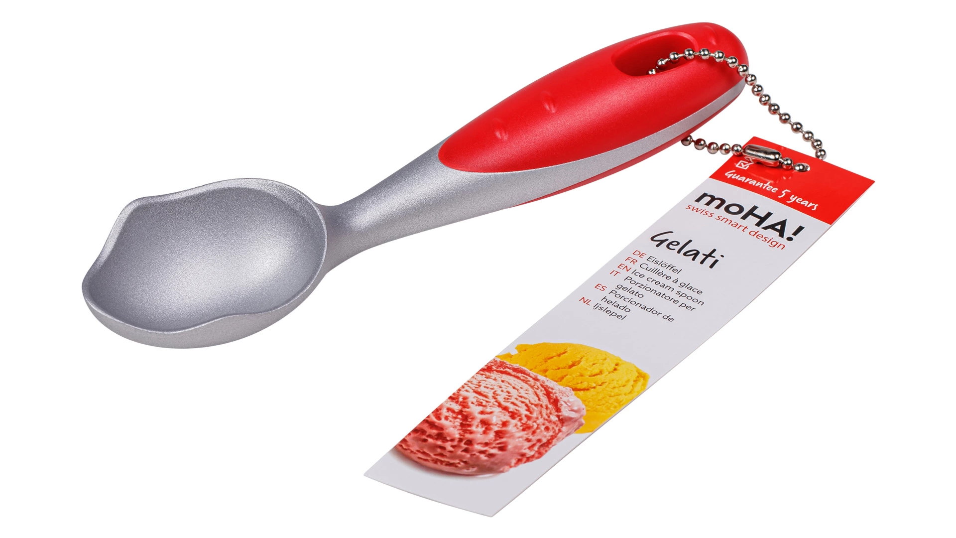 Ложка для мороженого MoHa Gelati, алюминий, красная