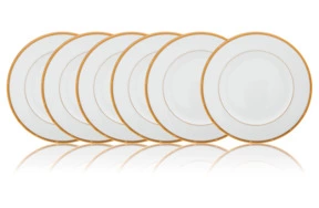 Набор тарелок закусочных Noritake Рочель Золотой кант 22 см, фарфор, 6 шт