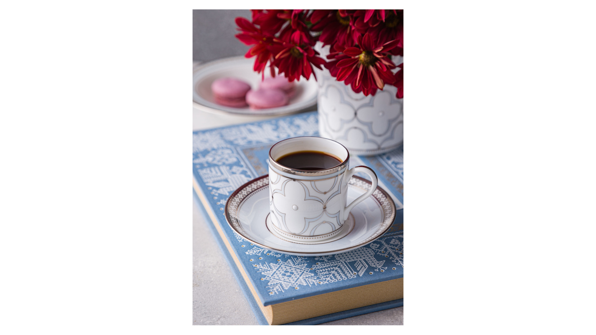 Чашка кофейная с блюдцем Noritake Трефолио, платиновый кант 90 мл, фарфор