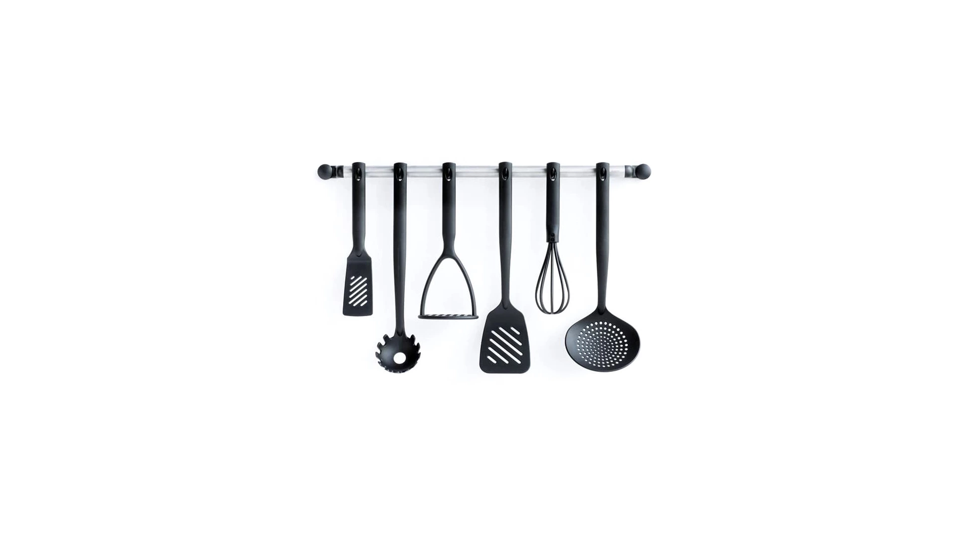 Лопатка с прорезями малая Brabantia Basic 25см, огнеупорный нейлон до 220 °C, черный
