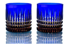 Набор стаканов для виски ГХЗ Медовый спас 350 мл, хрусталь, синий