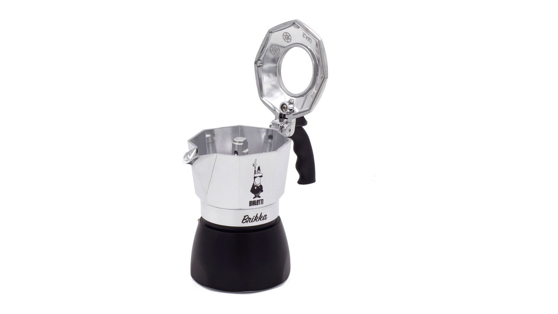 Кофеварка гейзерная на 4 чашки Bialetti BRIKKA 2020 150 мл, алюминий, черная