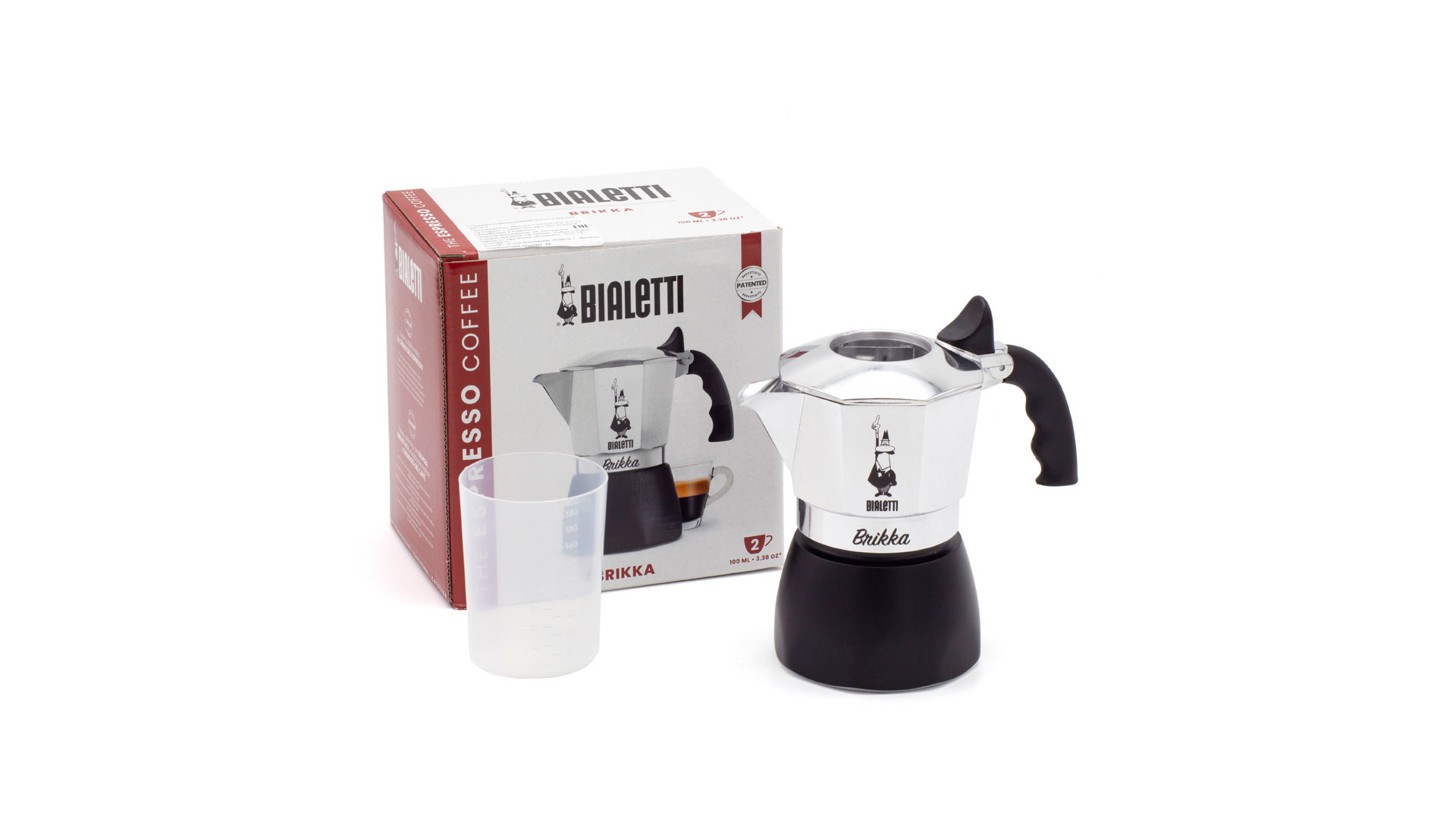 Кофеварка гейзерная на 2 чашки Bialetti BRIKKA 2020 90 мл, черный