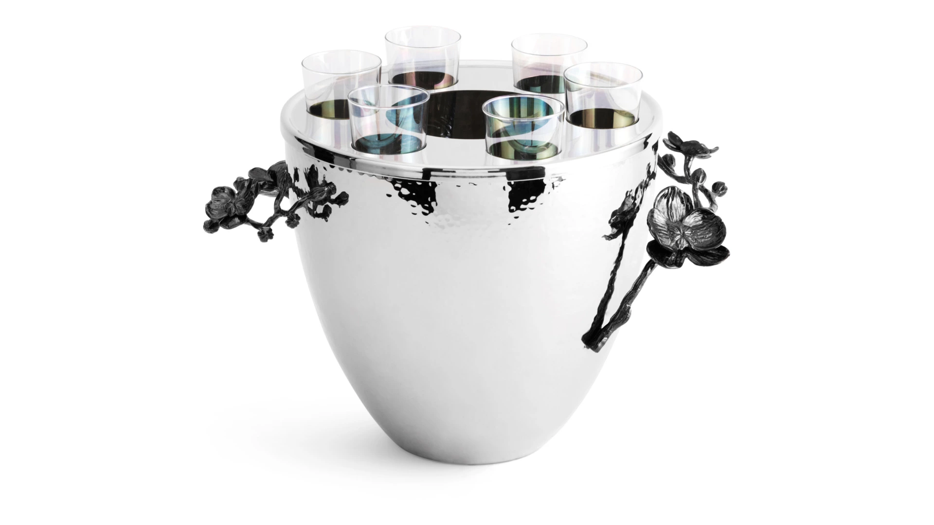 Ведерко для льда с рюмками Michael Aram Черная орхидея 20,5 см, стекло