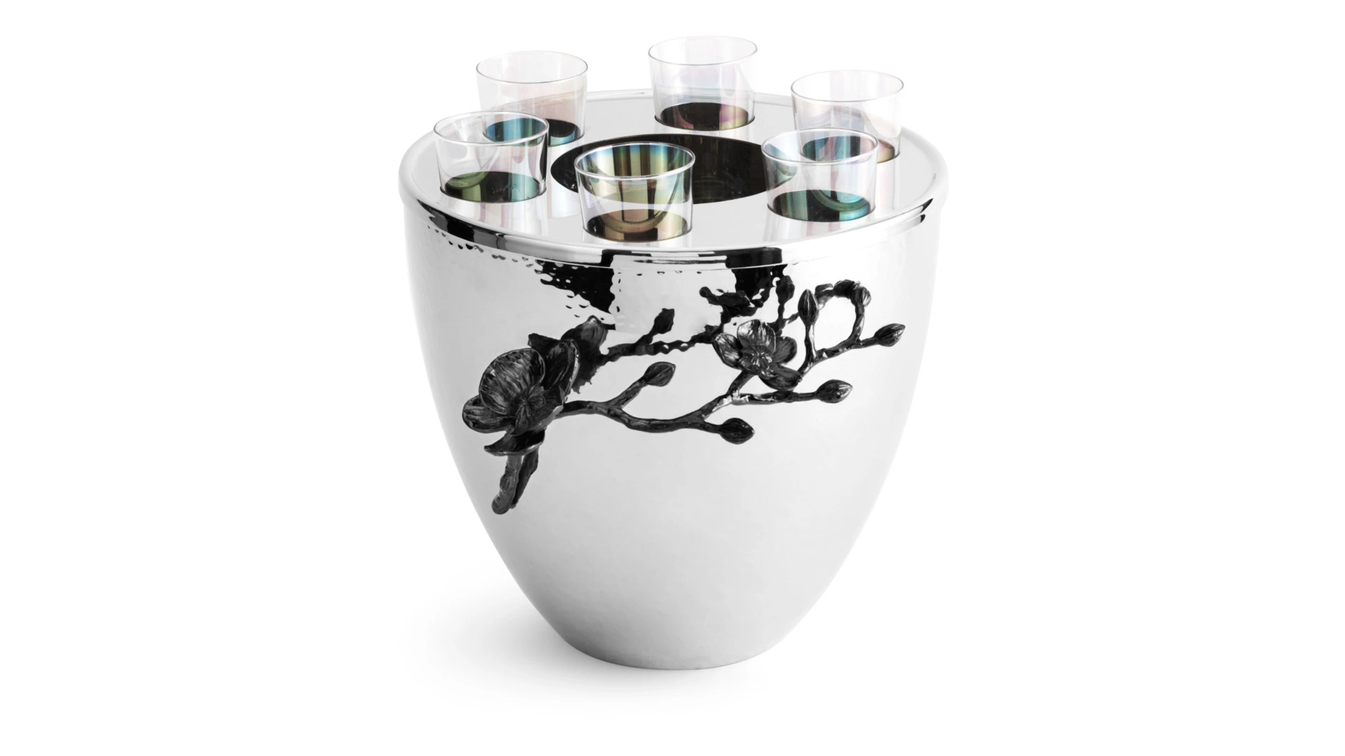 Ведерко для льда с рюмками Michael Aram Черная орхидея 20,5 см, стекло