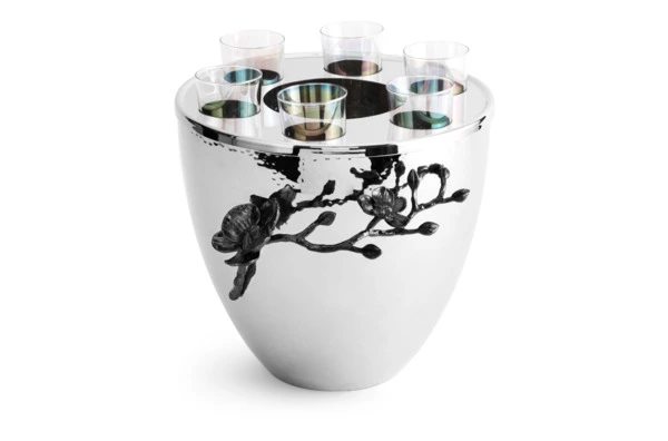 Ведерко для льда с рюмками Michael Aram Черная орхидея 20,5 см, стекло