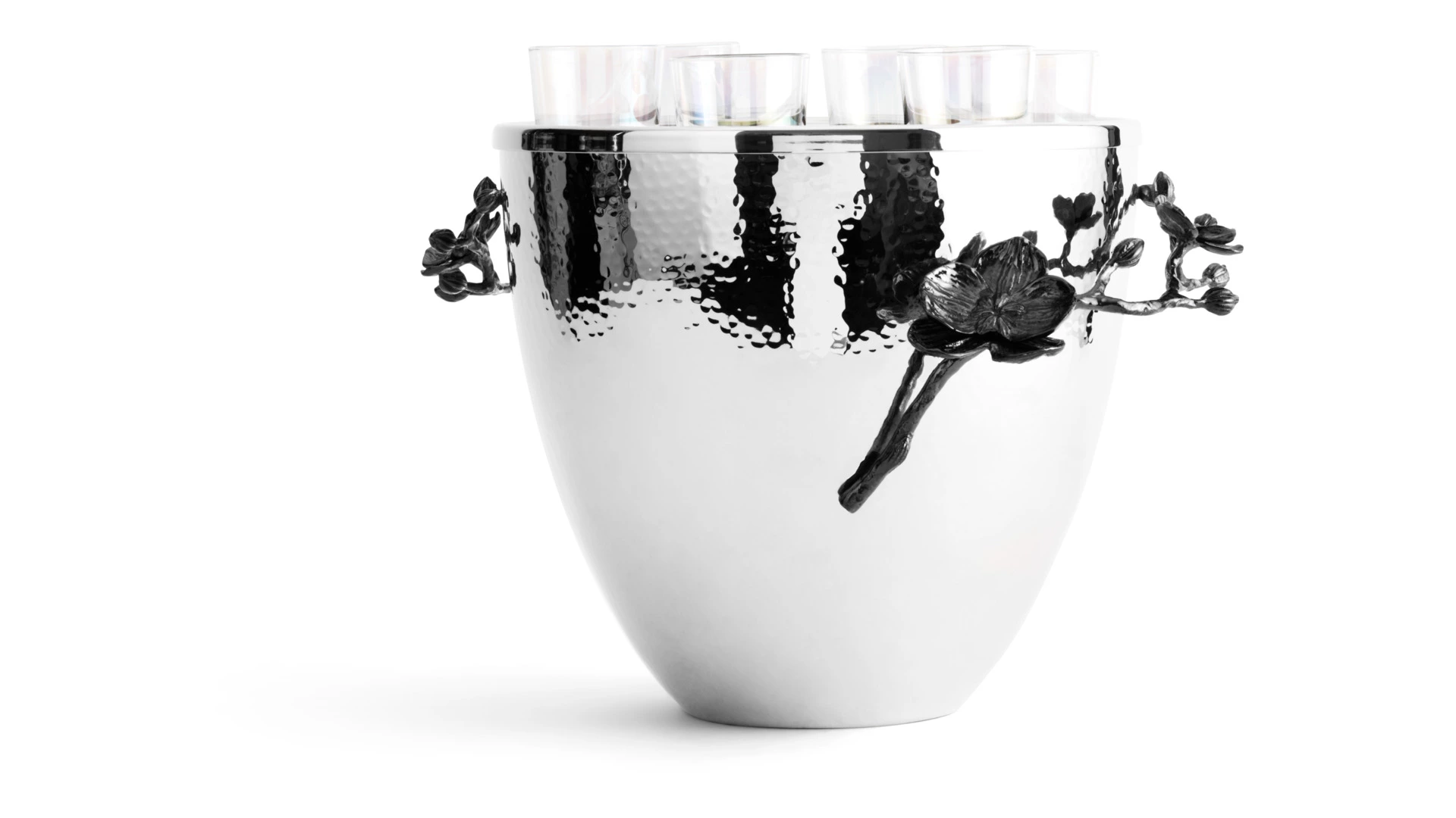 Ведерко для льда с рюмками Michael Aram Черная орхидея 20,5 см, стекло