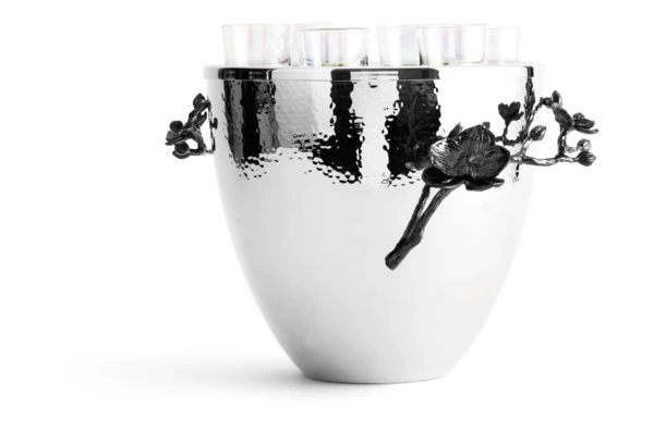 Ведерко для льда с рюмками Michael Aram Черная орхидея 20,5 см, стекло